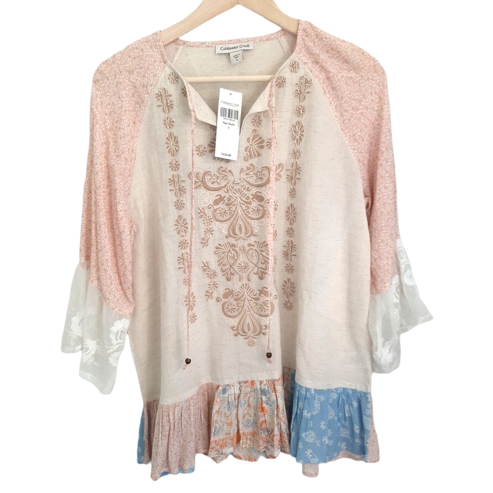 Embroidered Patchwork Boho Tunic Top
